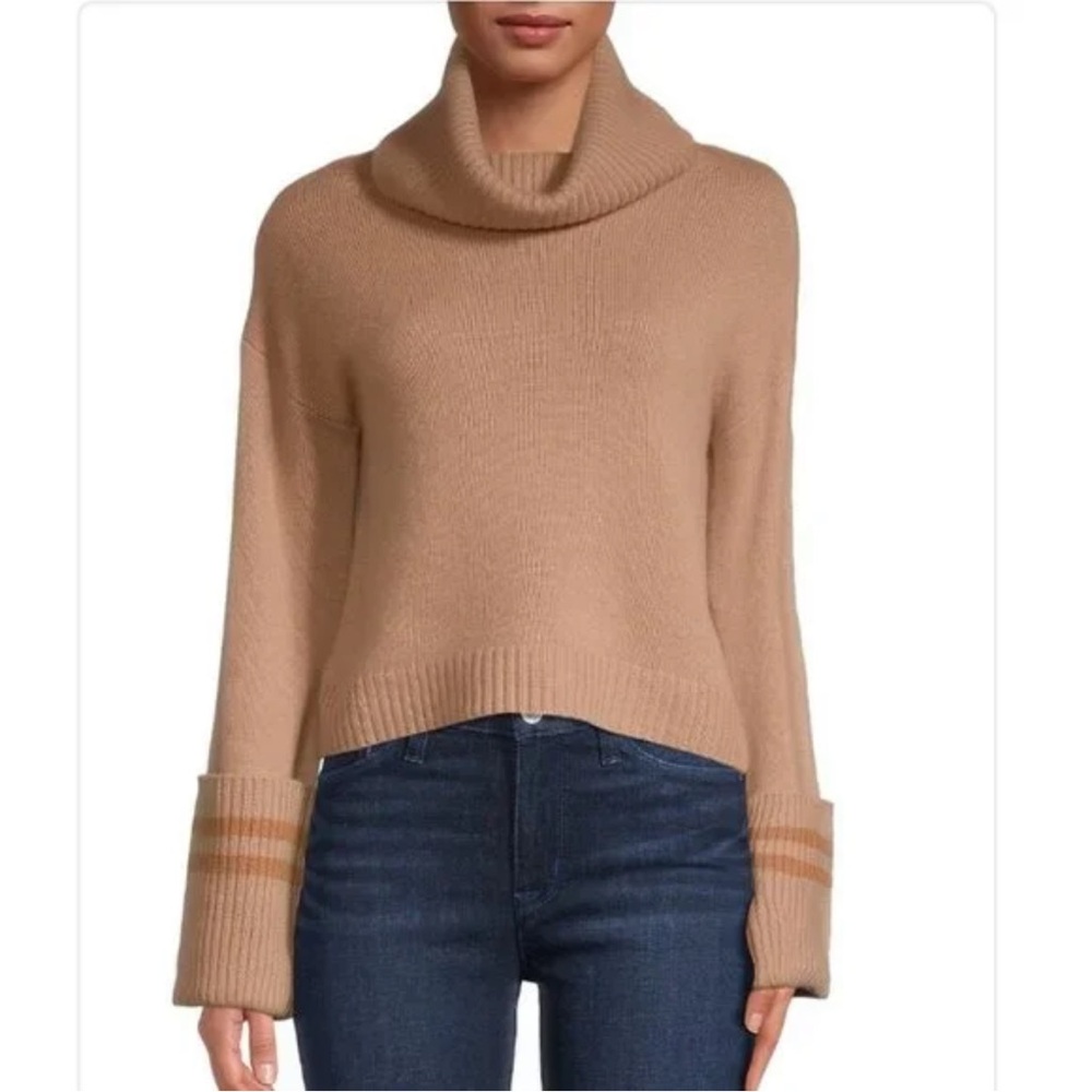 NAADAM Wool Cashmere Blend Turtleneck Sweater Ribbed Cuff Camel Women Size L NWT